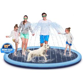 وسادة Splash للأطفال والكلاب ، وسادة رش كبيرة 97 بوصة للأطفال ، غير مكثف الرش الكثيف ، ألعاب المياه في الهواء الطلق الصيفية للبخار الخلفي
