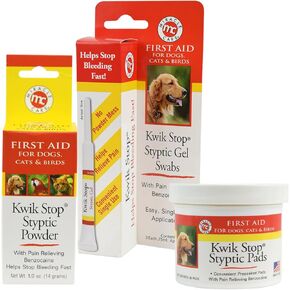 Miracle Care Kwik Stop Styptic Powder For Dogs, Cats, and Birds, Fast-Acting Blood Stop Powder For Pets, Quick Stop Bleeding Powder For Dog Nail Clipping and Minor Cuts, 0.5 oz.