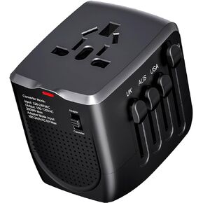 Travel Adapter Worldwide International Plug Converter with 2 USB and 2 Type-c Universal Travel Plug Adapter for UK Japan China EU European etc More Than 200 Countries