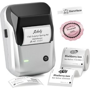 NIIMBOT B1 Label Maker, Portable Bluetooth Thermal Printer Machine with Large Waterproof Tape and Multiple Templates for Kitchen, Home, School, Small Business,2 Inch (Blue, 1 Printer+1 Roll Label)