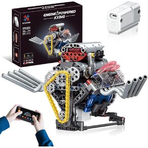 LITTCO V8 Engine Model Kit that Works, Controllable Model Kit with LED Lights and Sound Effects for STEM Learning, Collectible Set for Adults, Building Blocks Sets for Kids Children Boys Girl - 665PCS
