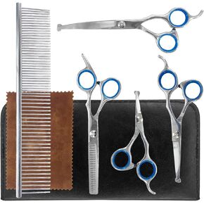 Professional Dog Grooming Scissors Kit, 4 Stainless Steel with Safety Rounded Tips Pet Shears and Dog Comb for Dogs at HOM
