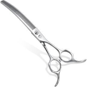 مقص ترقق منحني احترافي لتمسك الكلاب ، وانحناء 30 درجة ، و 440 درجة مئوية يابانية لتشذيب القطط الكلاب والحيوانات الأليفة الأخرى الوجه والكفوف (طبيعية منحنية) in Kuwait