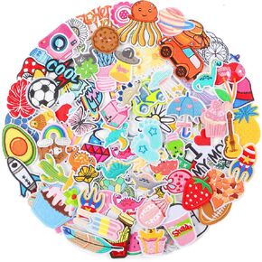 NICEVINYL Pink Iron on Patches for Girls: 60PCS Girly Random Embroidery Patches for Backpacks Clothing Hats Jackets Pants Decor - Assorted Cute Sew on Appliques for DIY Accessories