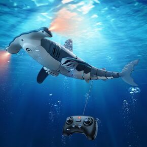 Remote Control Shark Toys High Simulation, Summer Water Toys for Kids, Ideal Gifts for Boys Ages 6+, Party Fun Games for Pool & Bath (Blue)