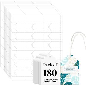 270 Pcs Printable Tags with String 1.25 x2 inch Scalloped Printable White Tags with Crop Tool for Clothing Gift Party Favor