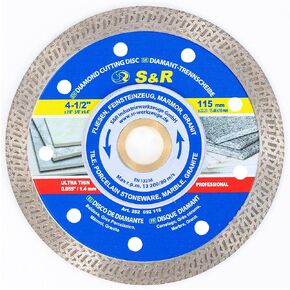 S&R 4.5Inch Thin Diamond Tile Blade for Cutting Porcelain Tiles Marbles Stoneware Granite
