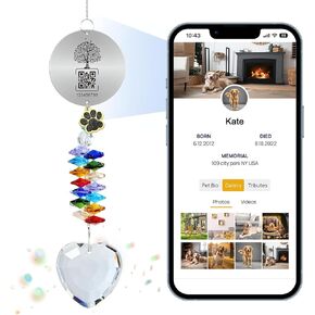 Pet Memorial Suncatcher مع صفحة ويب ميموريال ميموريال ، هدايا تذكارية للكلاب ، وفقدان الحيوانات الأليفة ، وتعاطف الحيوانات الأليفة ، والكلاب المدروسة والقطط ، وهدايا الفجيعة ،