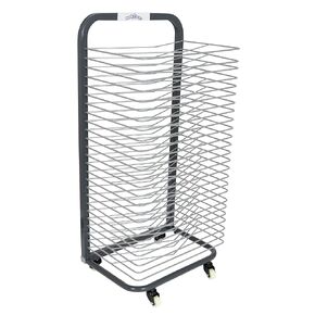 Ready 2 Learn Art Drying Rack - منظم الفن القوي للوحات والرسومات - 25 رفوفًا - الصلب - 4 عجلات - 2 عجلات قفل - 37.75 "H x 17.75" W