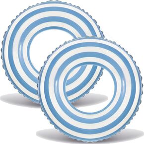 2 PCS Striped Pool Floats for Adults Swimming Rings Tube with Handles -Inflatable Pool Float Tube for Adults Pool Floats for The Beach, Party, Vacation