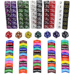130PCS MTG Keyword Counters Tokens & MTG Life Counter Dice Set for Magic Card Accessories, Compatible with MTG CCG Card Gaming Accessories
