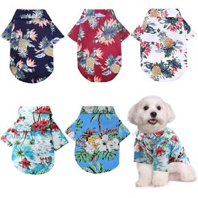 5 Pieces Hawaiian Dog Shirt Pet Summer T-Shirts Breathable Cool Costume Coconut Tree Pineapple Beach Pets Clothes for Small Medium Cat Boy Girl Cute Puppy Polo Apparel Outfit Costumes Doggy- Medium