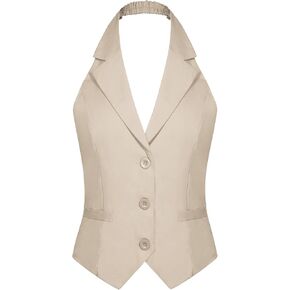 سترة نسائية من MINTILIMIT برقبة رسن وزر أمامي وصدرية كلاسيكية سترات سهرة قصيرة أنيقة مع جيوب in Kuwait