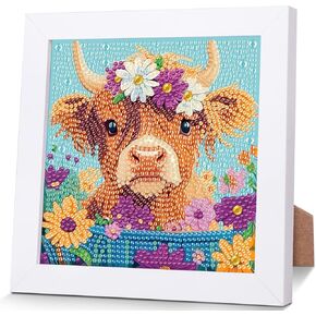 Horse Diamond Art Painting Kits for Kids with Frame, Animal Diamond Art for Kids Ages 4-8-12, Easy Kid Gem Painting Kit with Beautiful Package for Gift Home Wall Decor (7x7 inch)
