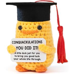 2025 Graduation Gifts for Her Him - Conquackulations You Did It，Handmade Crochet Duck for Pre K Prek Kindergarten Preschool Grade Middle High School College Graduate