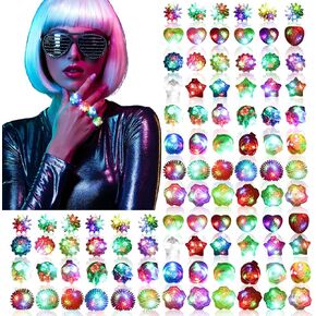 50 Pack Light Up Rings, Glow in The Dark Party Favors, 8 Style Flashing LED Jelly Finger Rings for Concert, Goodie Bag Fillers, Classroom Prizes,Raves, Halloween