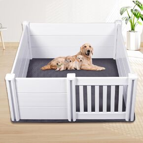 مربع Whelping للكلاب ، 48 * 48 * 19in مربعًا للجرو مع باب الارتفاع القابل للتعديل ، PVC Puppy Playpen ، لوازم الجرو ، السرير المرتفع في الداخل والخارجية