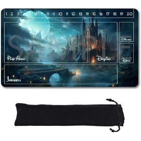 Playmats Compatible Lorcana Size 24x14 Inches TCG Gaming Mat 44, Non-Slip Rubber with Zones Play Mat and Free Storage Bag (DIS44-zone1, 24 x 14 in)