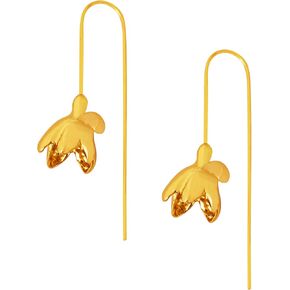 MINACHI Gold Tone Blossom Flower Threader Earrings Fashion Statement Jewelry Gift for Women