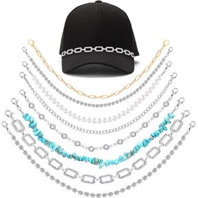 Quelay 8 PCS Trucket Hat Chains سحر سلسلة فواتير القبعة القابلة للفصل للبيسبول Cap Cap Diy Jewelry Associory Supplies (الكلاسيكية)