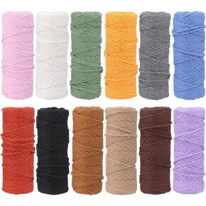 12 لفات Macrame الحبل 4 حبلا 3 مم × 660 ياردة الحبل القطن الطبيعي بلون كومون ملون الحرف الحبل DIY خيوط ملونة macrame