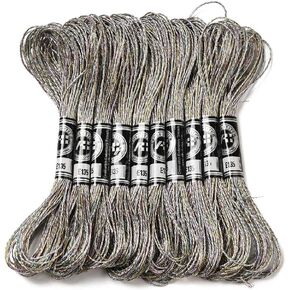 10 skeins صفراء الذهب البوليستر عبر خيوط خيط ميتاليك بريق معاد
