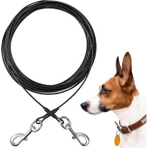 10FT Dog Tie-Out Cable for Small Dogs Up to 60 lbs - Chain Steel Dog Lead with Durable Clips, Outdoor Runner for Outside and Yard Tether (Black, 60Ibs 10ft)