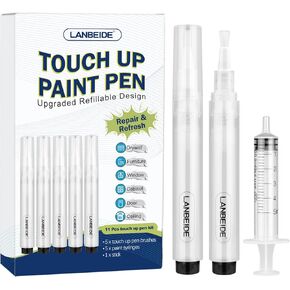 Lanbeide Touch Up Paint Pen - Press Press Pens 5pcs لإصلاح الحوائط الجافة ، الجدار ، الأثاث ، خزانة ، أرضية خشبية ، نافذة ، 6 مل.