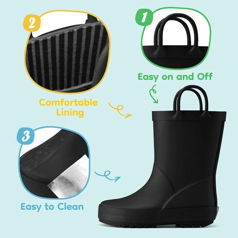HISEA Light Up Rubber Rain Boots for Toddlers and Kids Boys Girls Lightwight Waterproof in Kuwait