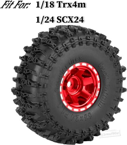 1.0 إطارات عجلة Beadlock تم تعيينها لـ 1/24 AXAI1 SCX24،1/18 TRX4M RC CRAWLER CAR ، 1.0 Beadlock Wheels 1.0 Beadlock Tires Rudrads Part ، 4pcs ، Black in Kuwait