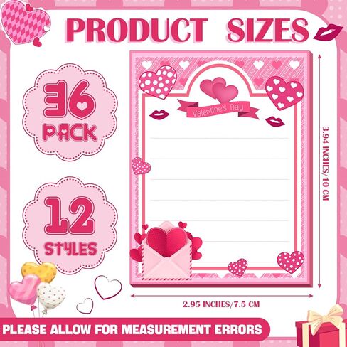 Lincia 36 Pack Valentine's Day Mini Notepads Valentines Gifts Bulk 3.94 x 2.95 Inch Red Pink Heart Small Notebook Valentines Party Favors for Kids School Teacher Student Classroom Supplies(Love) in Kuwait