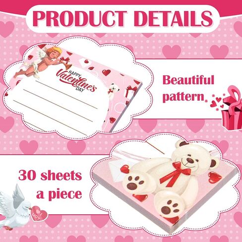 Lincia 36 Pack Valentine's Day Mini Notepads Valentines Gifts Bulk 3.94 x 2.95 Inch Red Pink Heart Small Notebook Valentines Party Favors for Kids School Teacher Student Classroom Supplies(Love) in Kuwait