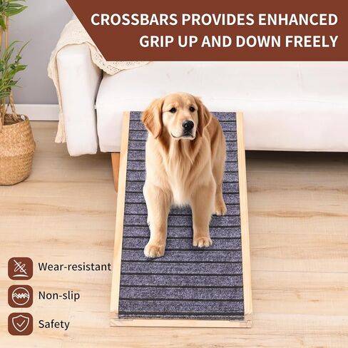Adjustable Wooden Pet Ramp with Non-Slip Surface, Foldable Dog Ramp for Indoor Use in Saudi Arabia