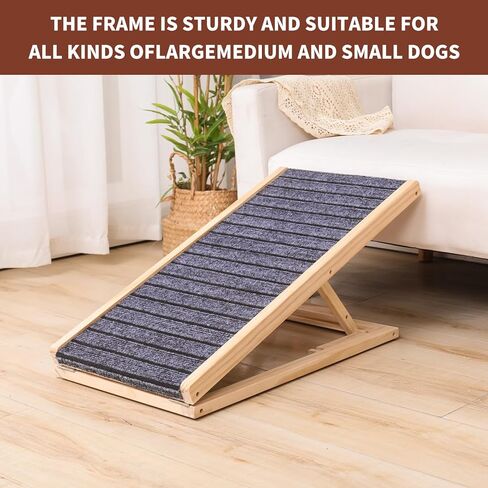 Adjustable Wooden Pet Ramp with Non-Slip Surface, Foldable Dog Ramp for Indoor Use in Saudi Arabia