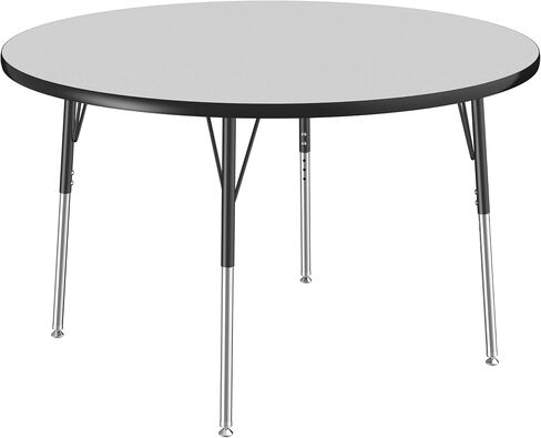 Factory Direct Partners FDP 48" Round Thermofused Classroom Activity Table with Standard Swivel Glide Legs, Adjustable Height 19"-30" - Gray/Black, 10120-GYBK in Saudi Arabia