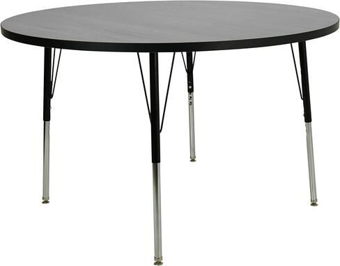 Factory Direct Partners FDP 48" Round Thermofused Classroom Activity Table with Standard Swivel Glide Legs, Adjustable Height 19"-30" - Gray/Black, 10120-GYBK in Saudi Arabia