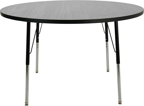 Factory Direct Partners FDP 48" Round Thermofused Classroom Activity Table with Standard Swivel Glide Legs, Adjustable Height 19"-30" - Gray/Black, 10120-GYBK in Saudi Arabia