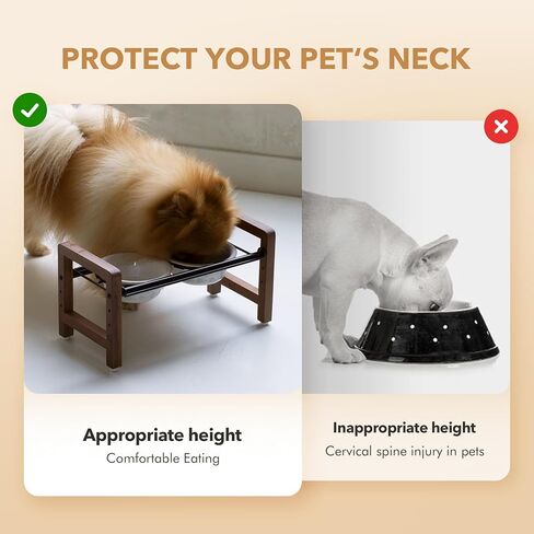 7.1inch Ceramic Adjustable Raised Double Bowls Set with Stand, 3 Heights Elevated, 2 Placement Options,Food and Water Bowls for Medium and Large Dog(Reactived Glaze -White) in Kuwait