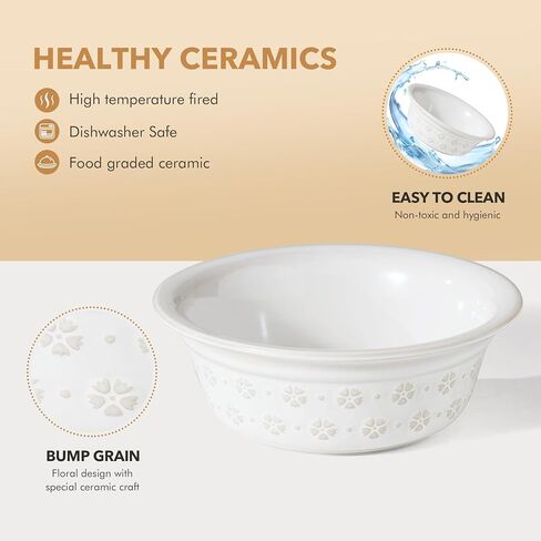 7.1inch Ceramic Adjustable Raised Double Bowls Set with Stand, 3 Heights Elevated, 2 Placement Options,Food and Water Bowls for Medium and Large Dog(Reactived Glaze -White) in Kuwait
