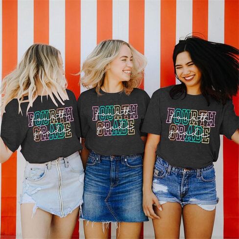 Teacher Shirt Women First Day of School T-Shirt Back to School Tshirt Kindergarten Crew Shirt Teacher Gift Tops in Kuwait