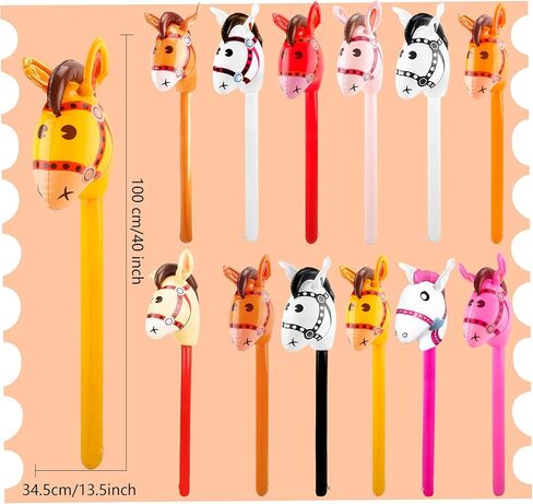 12 Pcs 40 Inch Inflatable Horsehead Stick Multicolor Blow Up Pony Stick Balloon for Kids Birthday Horse Themed Party Supplies (Color Set 1) in Saudi Arabia