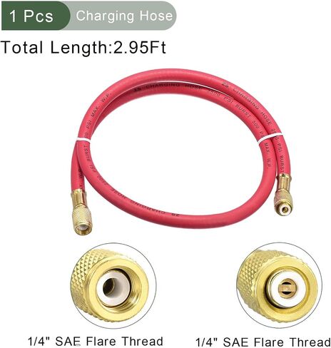 YOKIVE 1/4 SAE Flare AC Refrigerant Charging Hoses, 2.95Ft Length 500PSI Thread | Great for Air Condition System Maintenance (Yellow) in Saudi Arabia