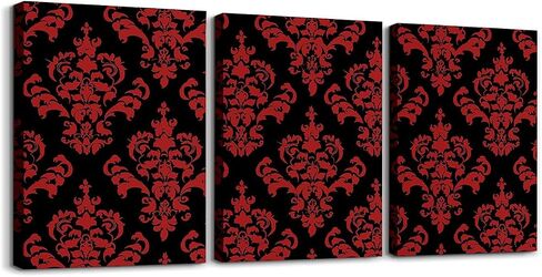 Feelyou Red Damask Wall Decor for Room Room Room Wall Art Antique Victorian Painting Wall Wallworks Hang Pictures for Office Decor in Kuwait