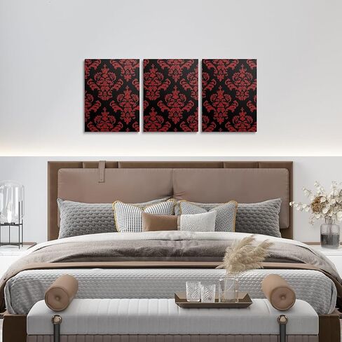 Feelyou Red Damask Wall Decor for Room Room Room Wall Art Antique Victorian Painting Wall Wallworks Hang Pictures for Office Decor in Kuwait