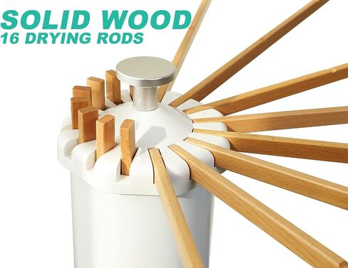 Cylinder Tripod Clothes Drying Rack - 16 Expandable Rods | Standing Octopus Drying Rack Clothing | Space Saving Master | Collapsible Compact for Laundry Room Household & RV | Solid Wood in Kuwait