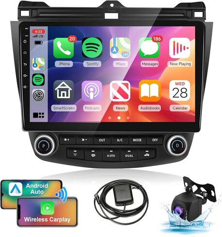 10.1 Inch Radio for Honda Accord 2003 2004 2005 2006 2007, Rimoody Android 13 Car Stereo Touch Screen Support GPS Navigation Bluetooth WiFi Mirror Link FM HiFi SWC AHD Backup Camera in Saudi Arabia