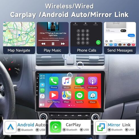 10.1 Inch Radio for Honda Accord 2003 2004 2005 2006 2007, Rimoody Android 13 Car Stereo Touch Screen Support GPS Navigation Bluetooth WiFi Mirror Link FM HiFi SWC AHD Backup Camera in Saudi Arabia