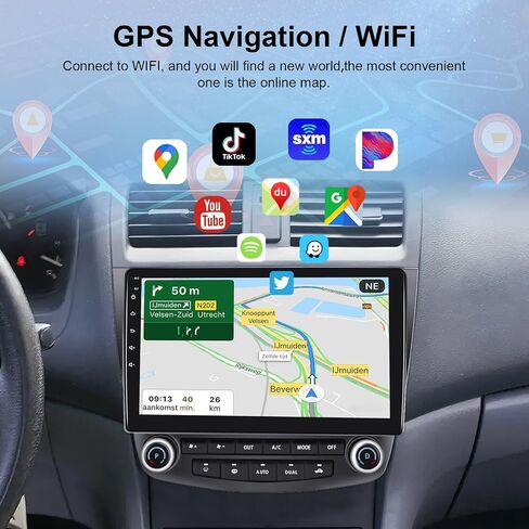 10.1 Inch Radio for Honda Accord 2003 2004 2005 2006 2007, Rimoody Android 13 Car Stereo Touch Screen Support GPS Navigation Bluetooth WiFi Mirror Link FM HiFi SWC AHD Backup Camera in Saudi Arabia