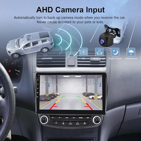 10.1 Inch Radio for Honda Accord 2003 2004 2005 2006 2007, Rimoody Android 13 Car Stereo Touch Screen Support GPS Navigation Bluetooth WiFi Mirror Link FM HiFi SWC AHD Backup Camera in Saudi Arabia