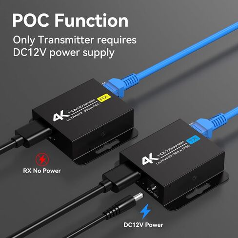 HDMI Extender Over Ethernet Cat5e/6 Up to 196Ft Adapter Converter Repeater Balun Transmitter Receiver Power Over Cat Support Full 1080p 3D POC HDCP EDID Copy from Displays in Saudi Arabia